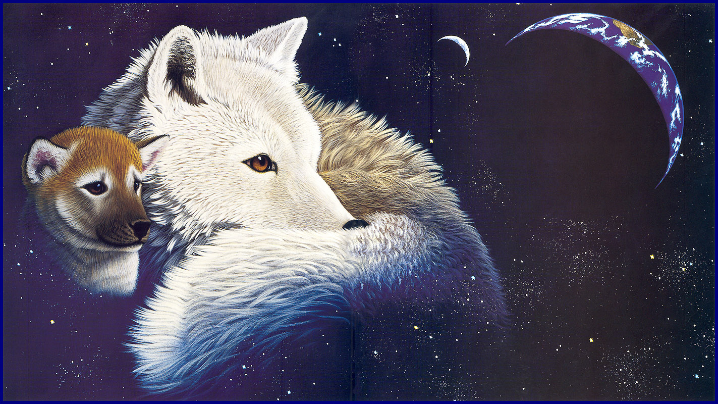 Алмазная мозаика волк и волчица