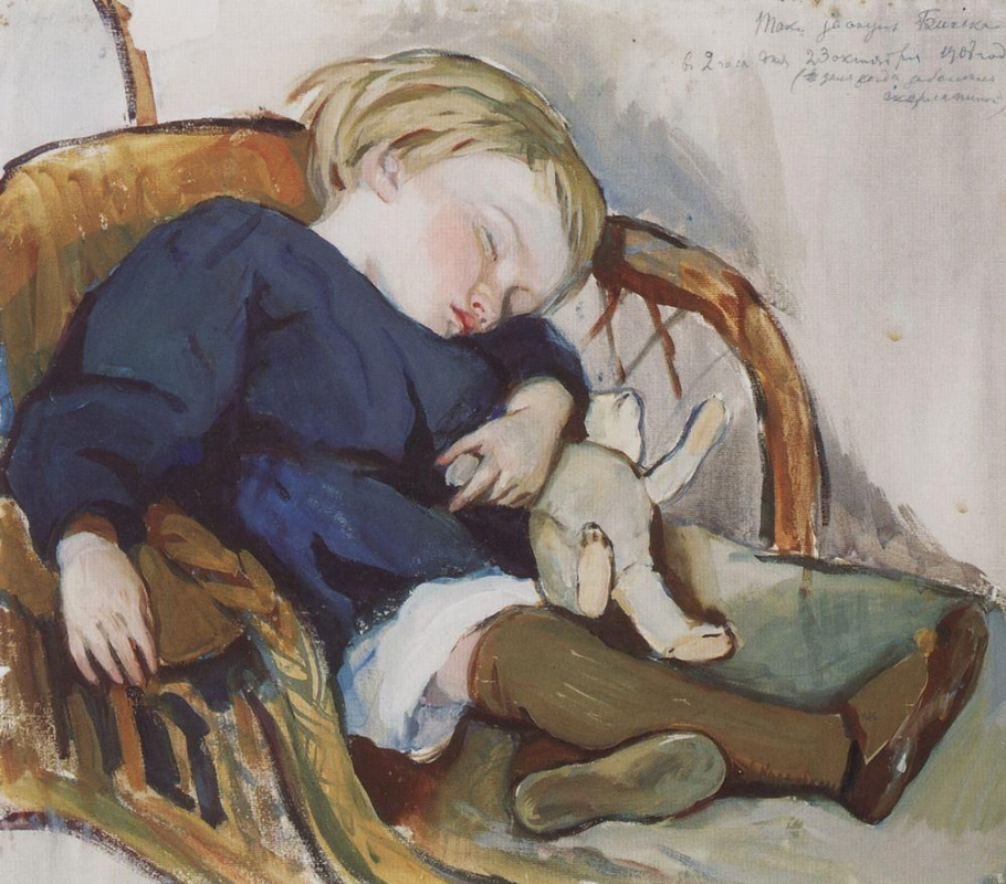 Zinaida Serebriakova. So Binika asleep (Evgeny Serebryakov)