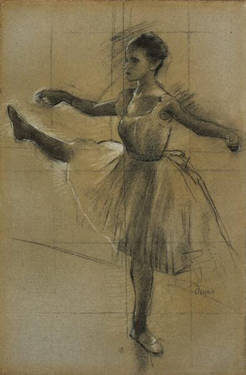 Edgar Degas Danseuse (ballerine en deuxième position), 1874, 30×45 cm :  Descriptif de l'œuvre