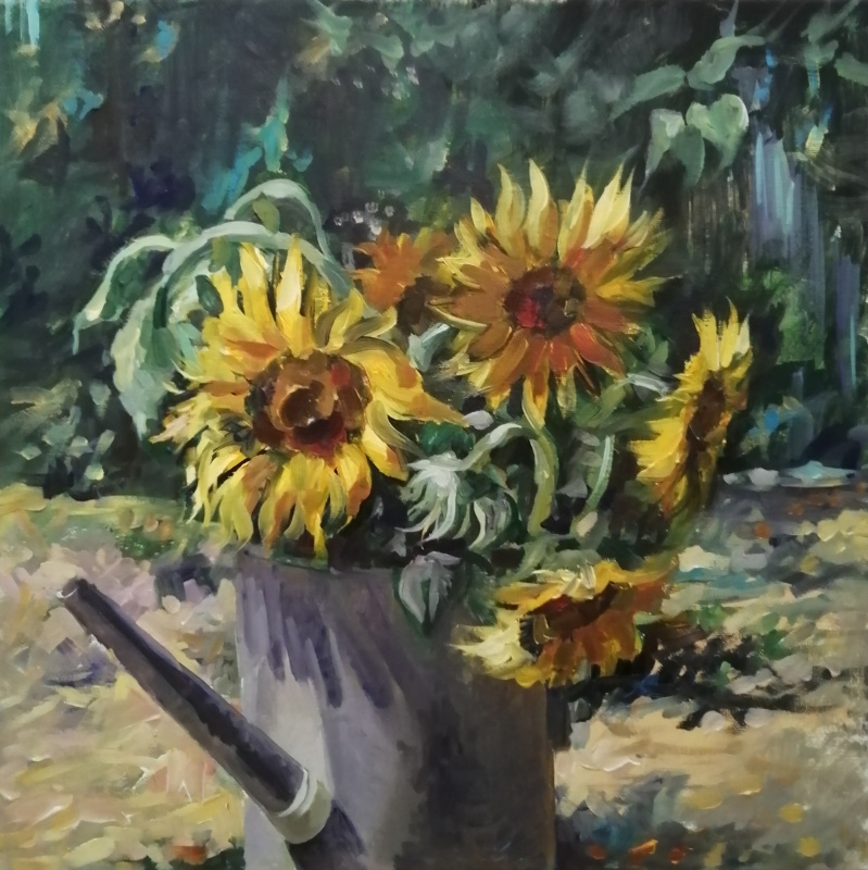 Svetlana Fedorovna Kurdova. Sunflowers in the garden