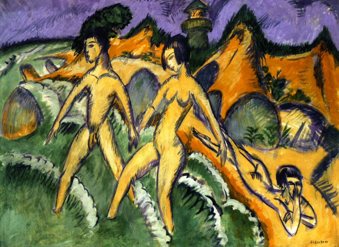Ernst Ludwig Kirchner. Swimmers enter the sea