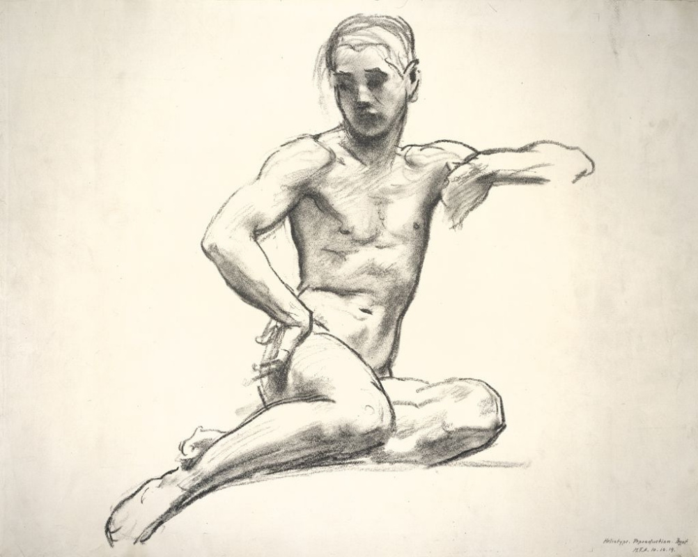 John Singer Sargent. Sketch of a Nude male for the Relief of the rotunda of the Boston Museum of fine arts