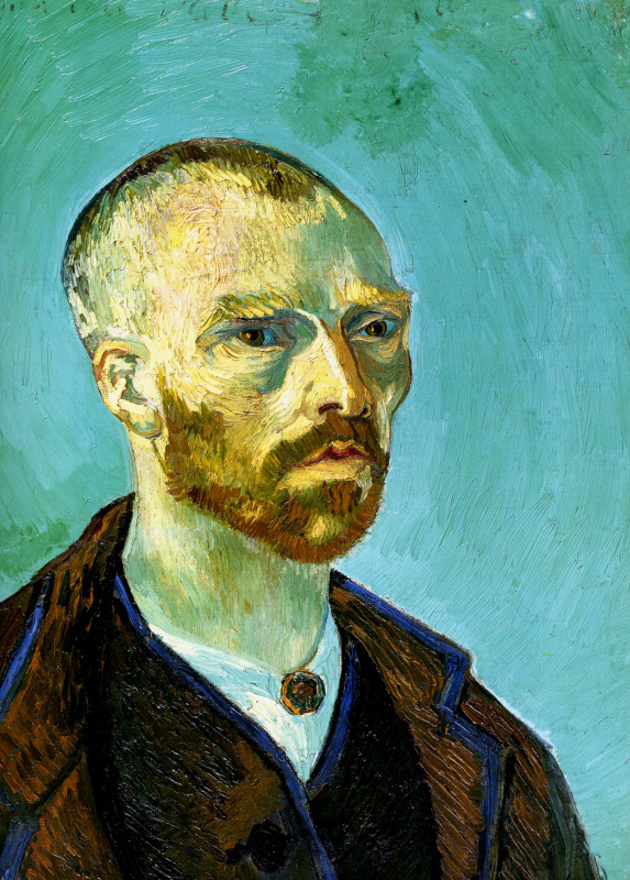 Vincent van Gogh. Self-portrait with a shaved head. Dedicated To Paul Gauguin