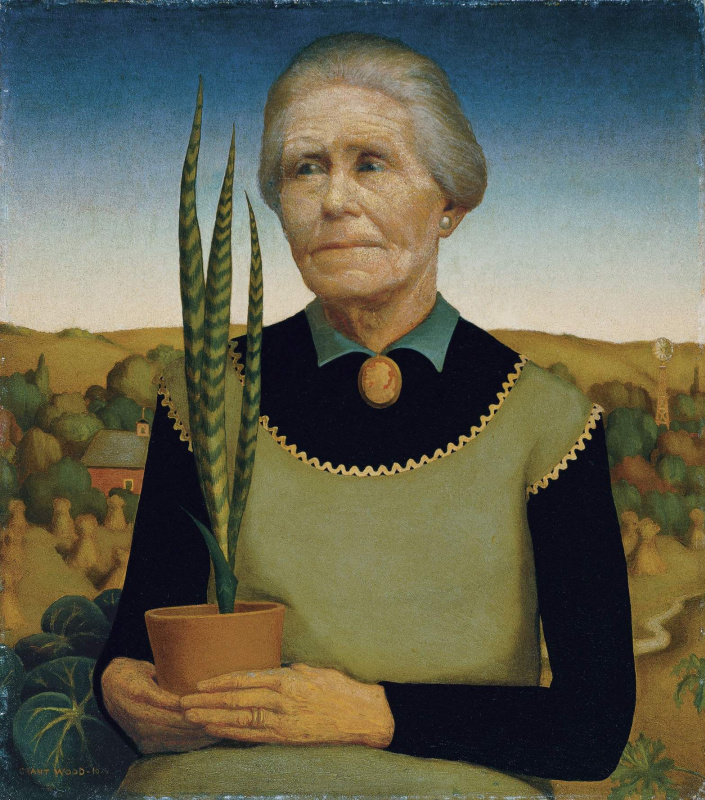 Grant Wood. Woman with flowers