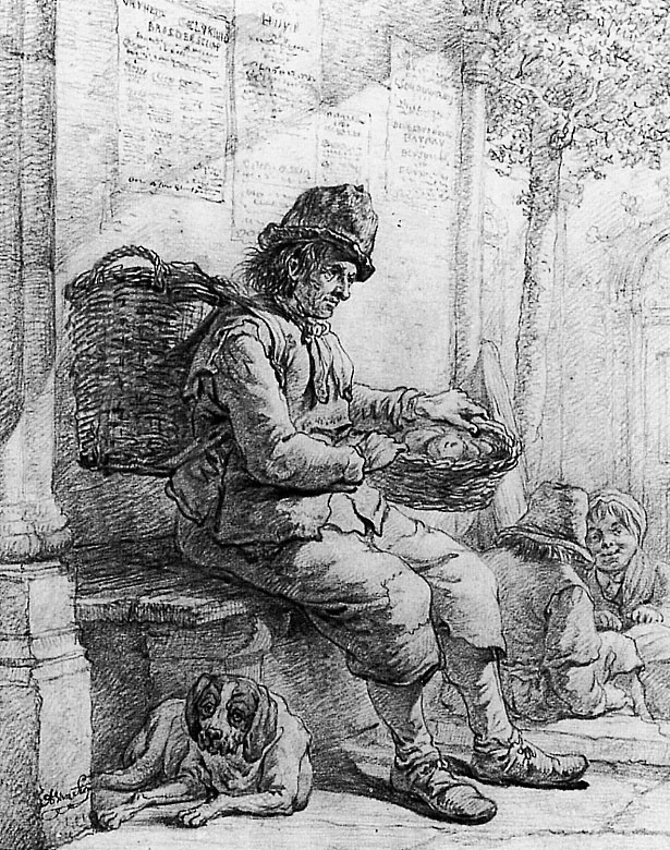 Abraham van Stryj. Seated man with basket