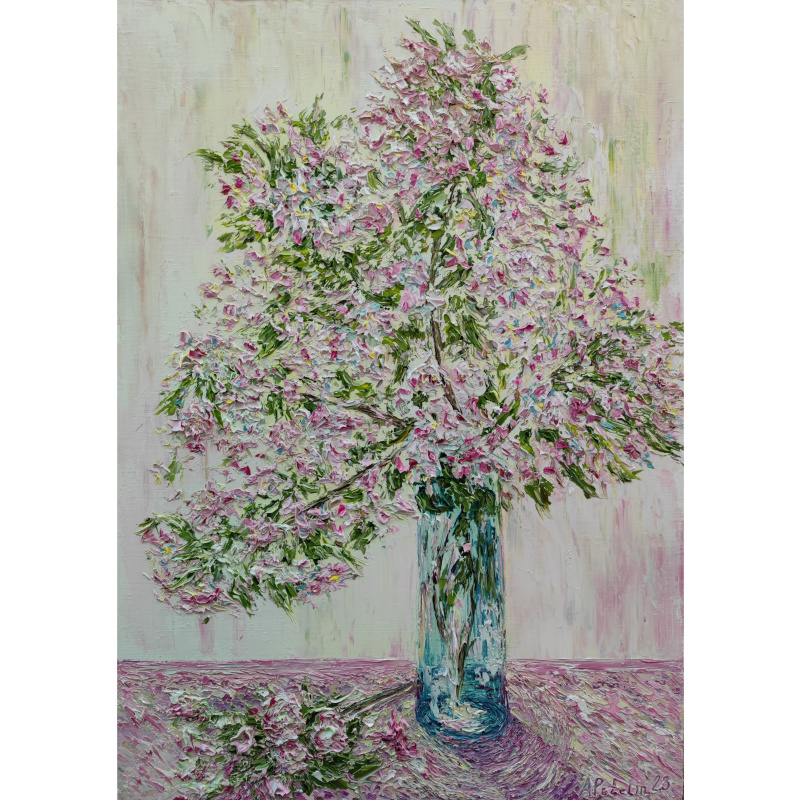 Aleksandr Petelin. Apple tree branches in a vase