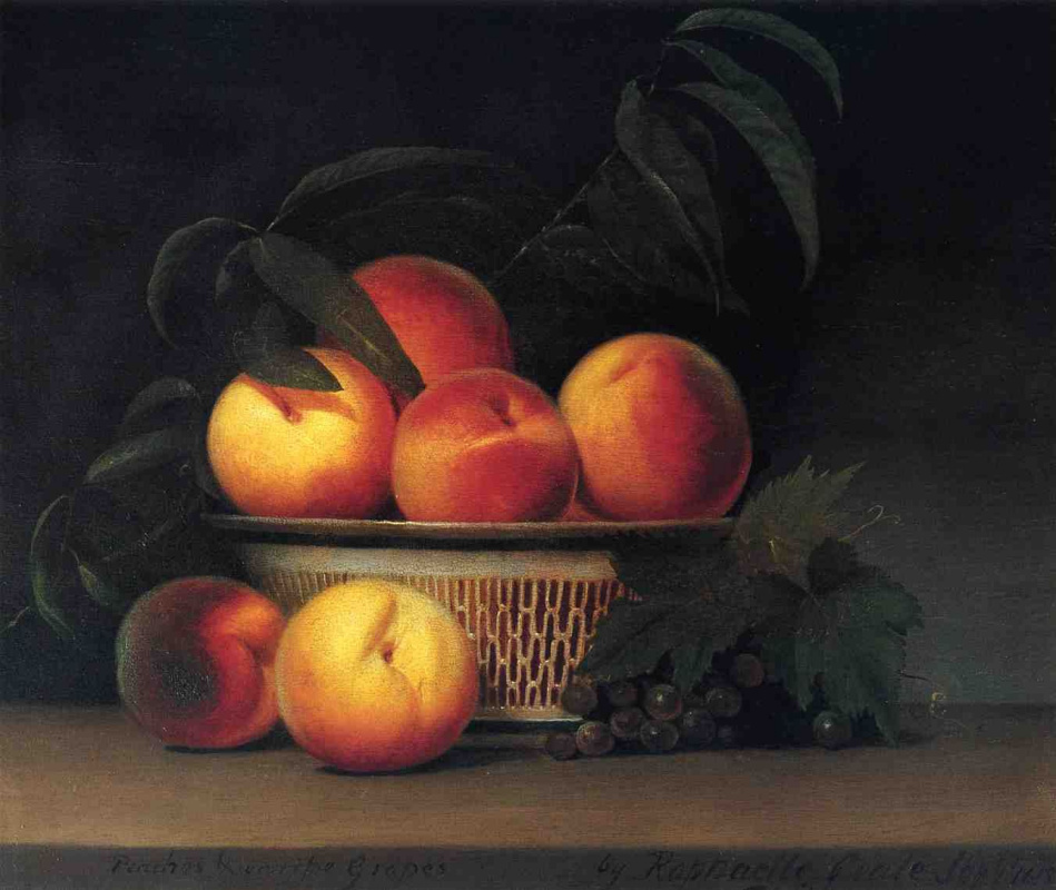 Raphaelle Peale. Peaches and unripe grapes