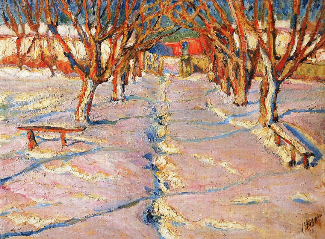 Nikolay Grigorievich Burachk. Winter. Alley in the garden