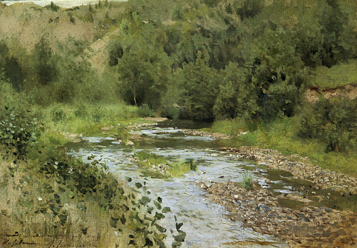 Isaac Levitan. River. A sketch for the painting "Autumn. Mill. Ples"