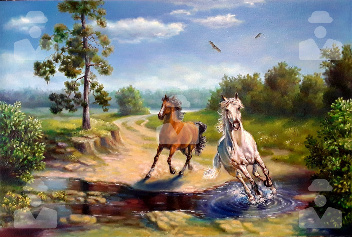 Tatiana Yurievna Grishutina. The horses are running free