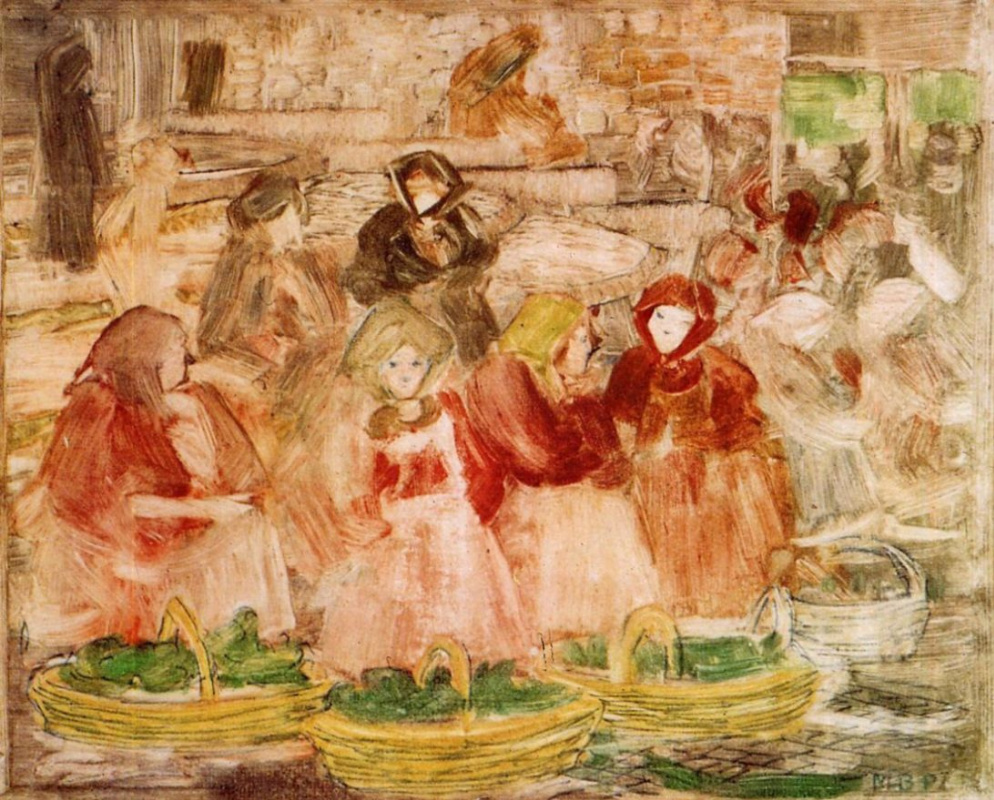 Картина сцена. Maurice Brazil Prendergast 1858 1924. Рыночная сцена картина. Сцена на рынке. Сбыт, маркетинг на картинах художников.