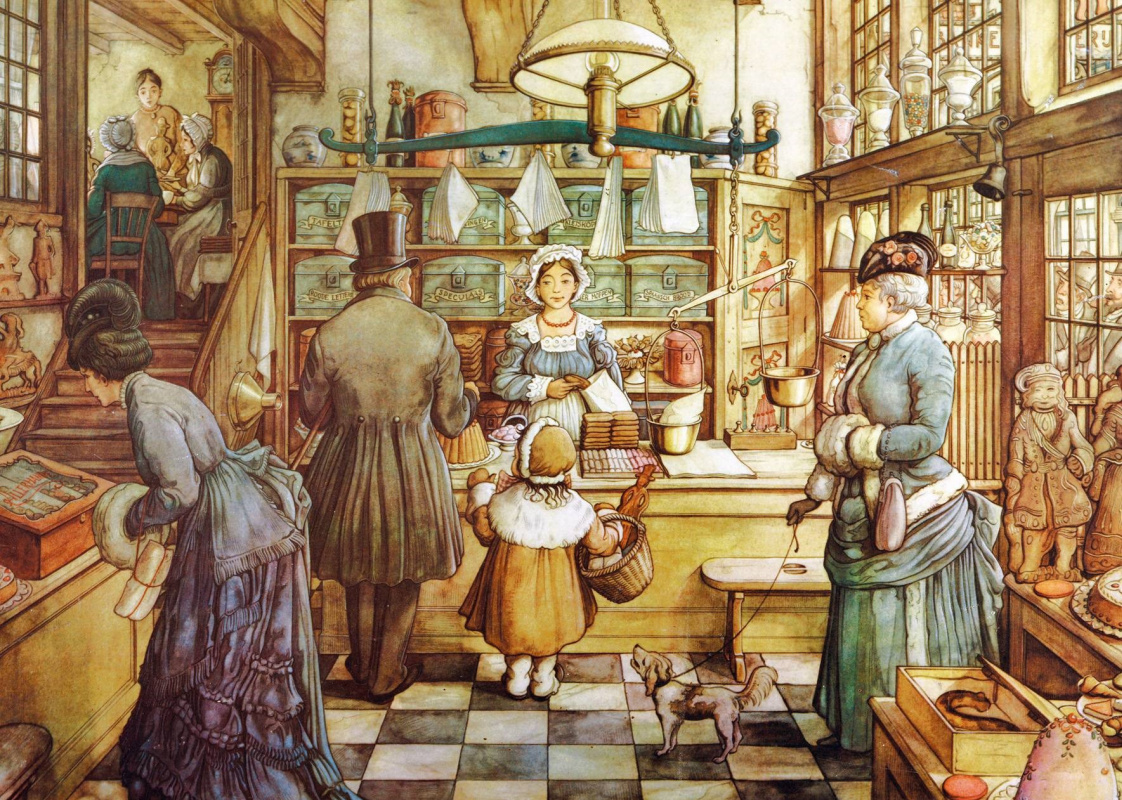Торговые лавки 19 века в Англии картины