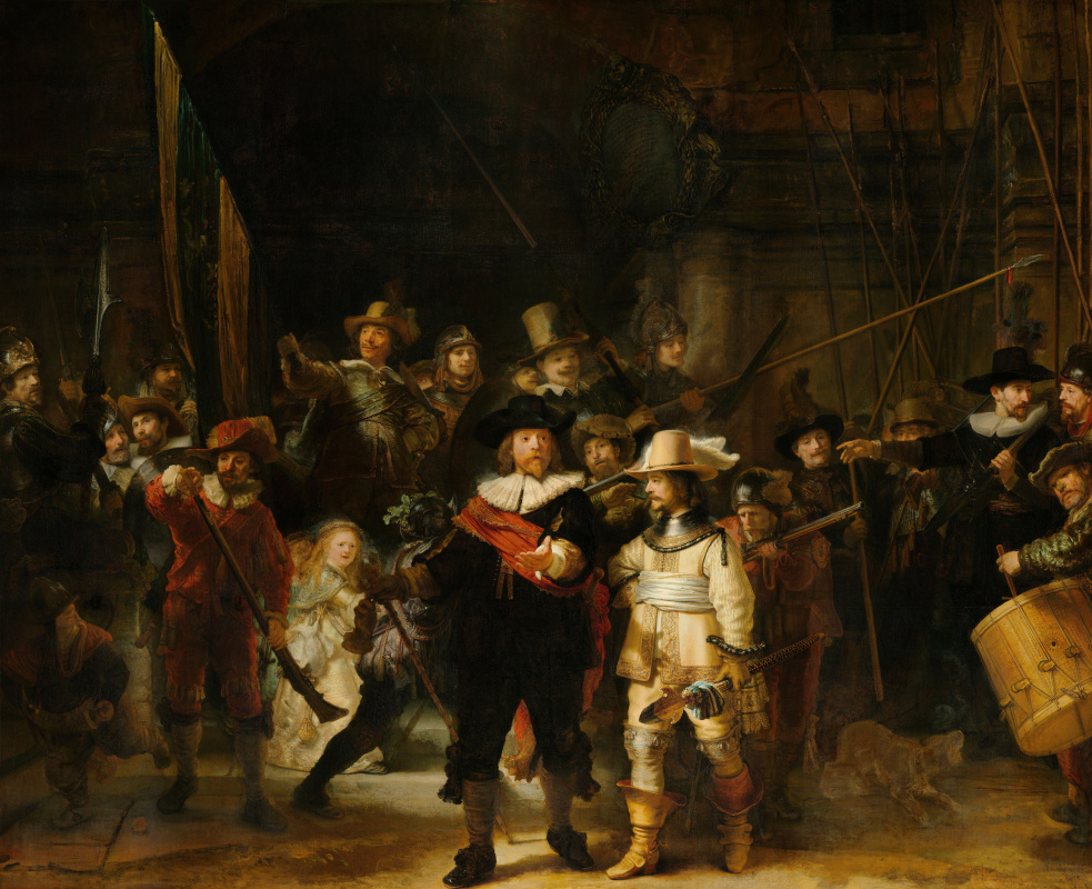 Rembrandt Harmenszoon van Rijn. The night watch, or The Shooting Company of Frans Banning Cocq and Willem van Ruytenburch