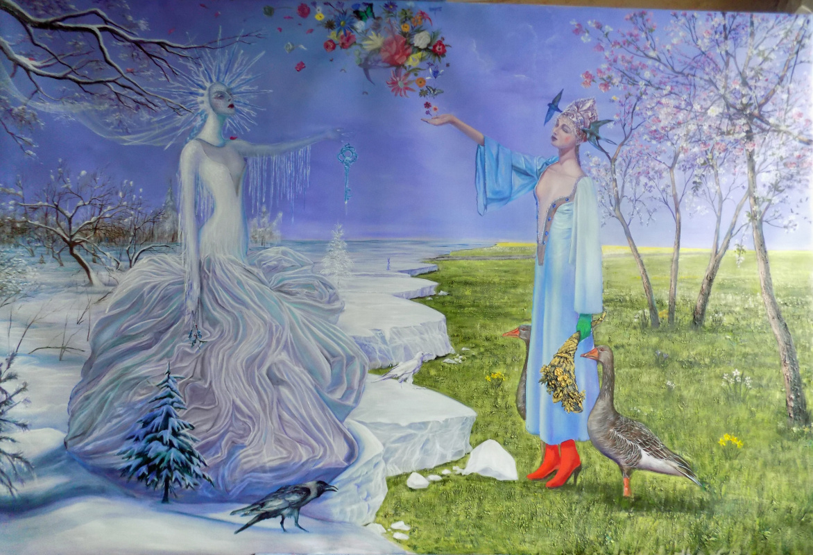 Встреча зимы и весны рисунок