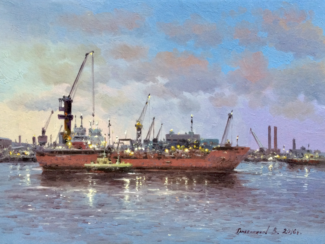 Vasily Ivanovich Gribennikov. Evening Port