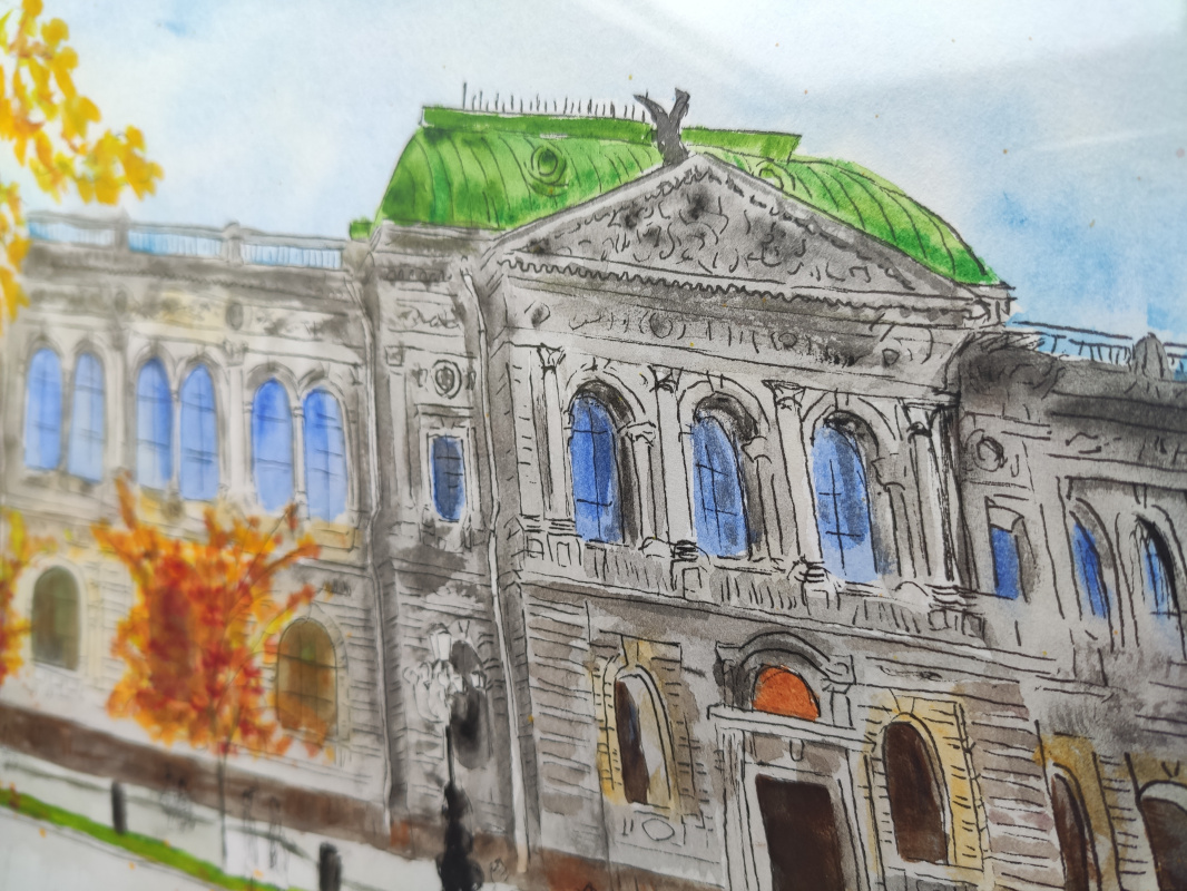 St. Petersburg City sketch in a frame