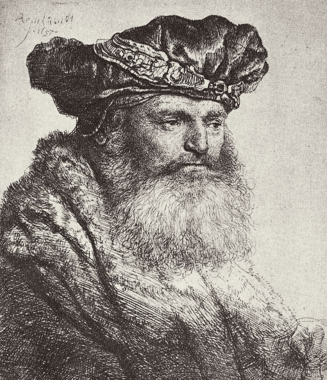 Рембрандт Харменс ван Рейн. Портрет бородатого мужчины в берете с аграфом