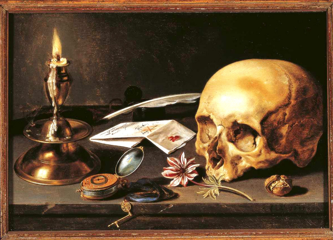 Vanitas. Still life with skull and candle