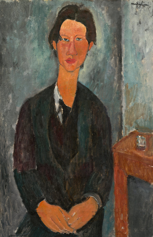 Amedeo Modigliani. Portrait of Chaim Soutine seated at a table