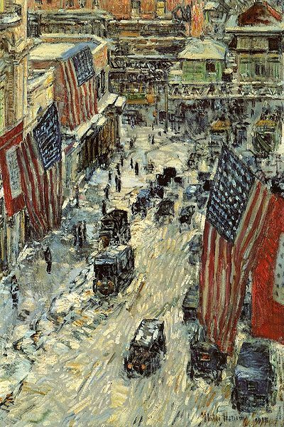 Childe Hassam. Flags on Fifty-seventh street (a series of "Flags")