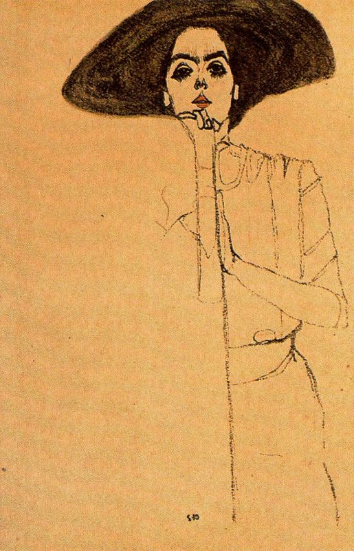 Egon Schiele. Portrait of a woman in a black hat