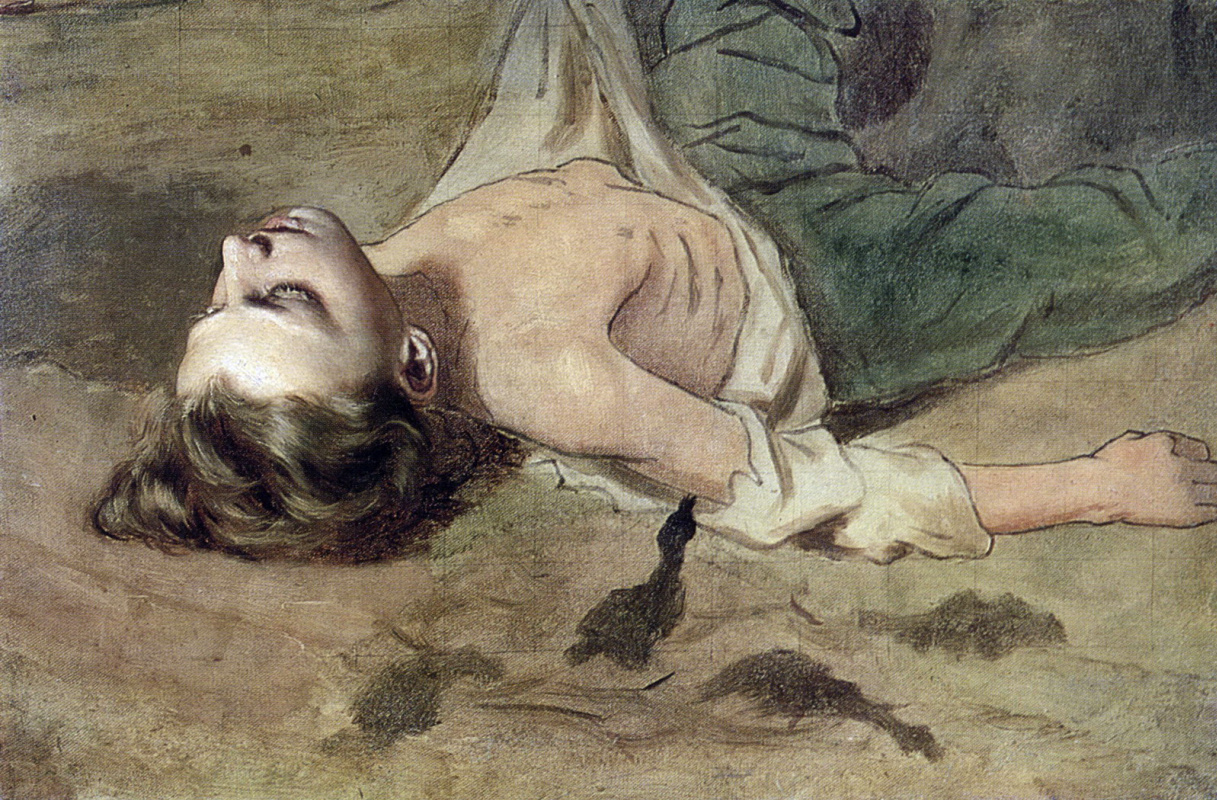 Vasily Grigorievich Perov. Study of a reclining boy to the painting "the Court of Pugachev"