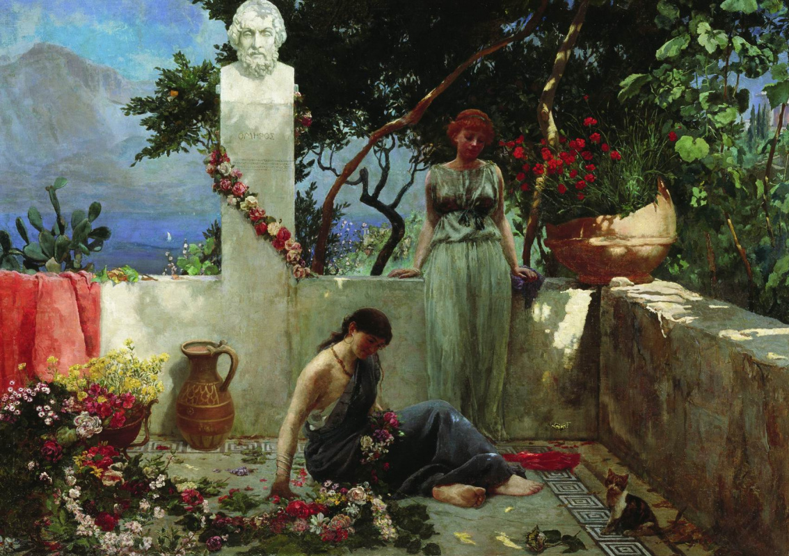 Генрих Ипполитович Семирадский. The girls at the bust of Homer
