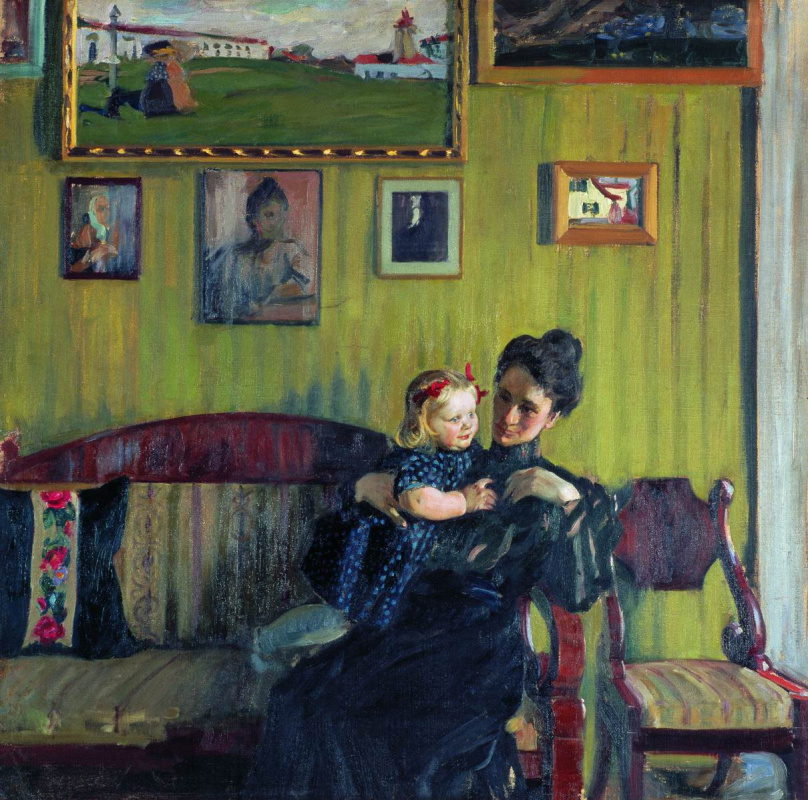 Boris Kustodiev. Portrait of Y. E. Kustodieva with her daughter Irina