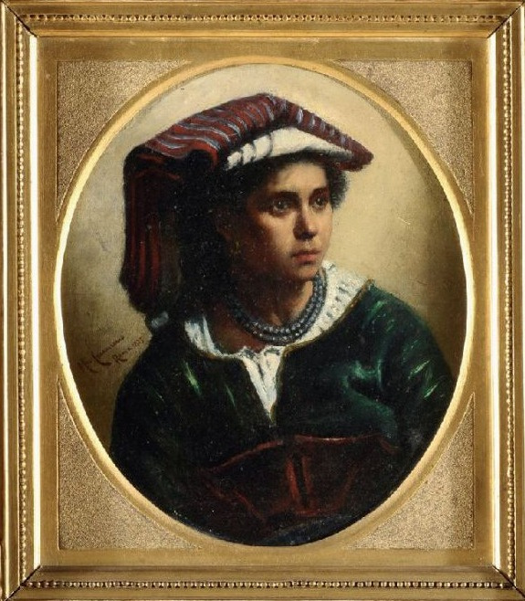 Michele Pietro Cammarano. Portrait of a young girl in a blue dress