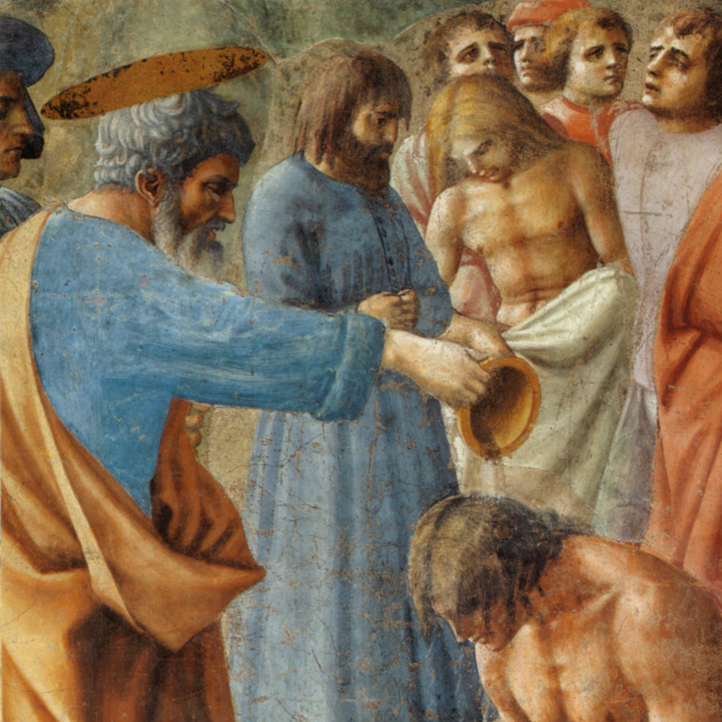 Tommaso Masaccio. Brancacci Chapel. Neophyte baptism. Fragment