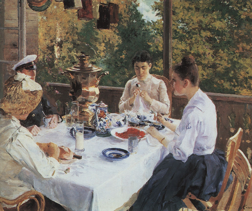 Konstantin Korovin. At the tea table
