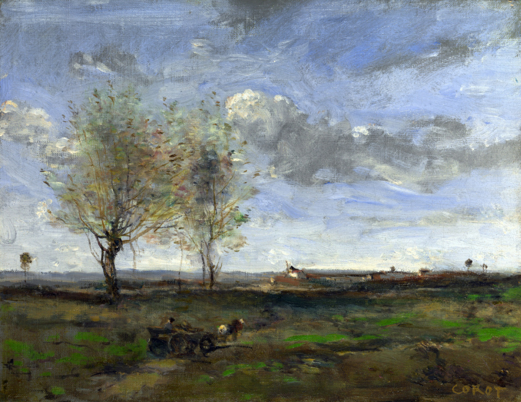 Camille Corot. Cart on the plains of Artois