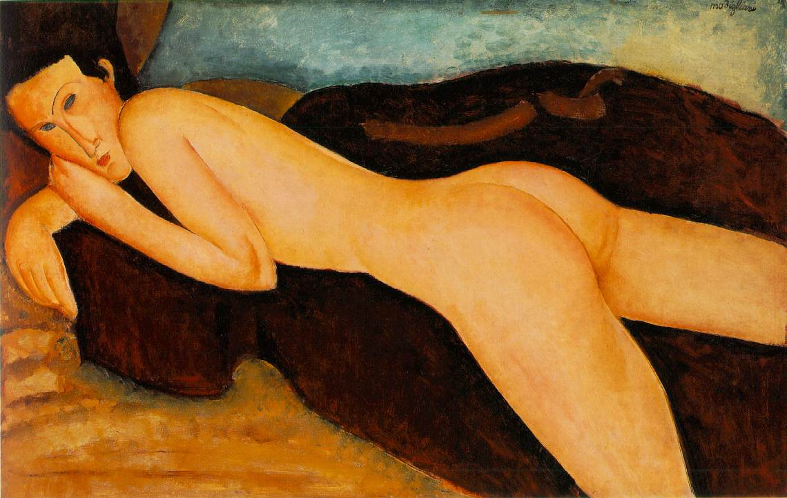 Amedeo Modigliani. Reclining Nude from the back