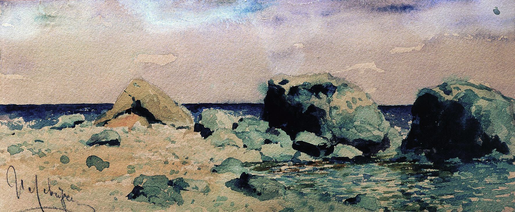 Isaac Levitan. The seashore and the sea. A sketch for the painting "sea Coast at Alupka"