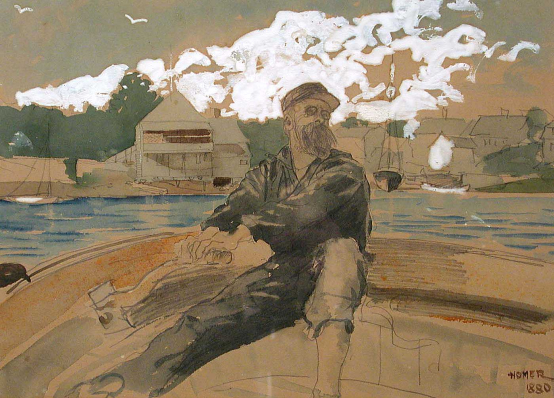 Winslow Homer. Mr. Marsh at the tiller on his sailboat off Cape Ann