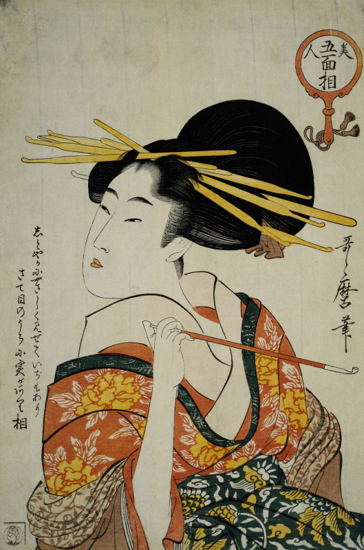 Kitagawa Utamaro. Geisha with a pipe