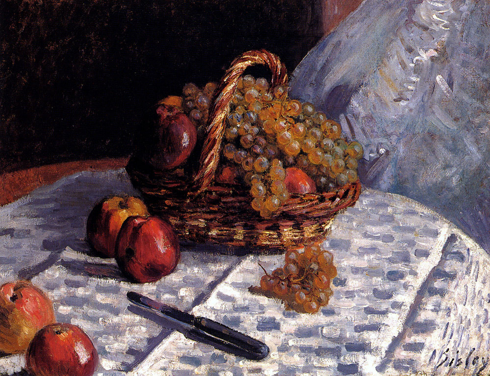 Alfred Sisley Still life with apples and grapes, 1876, 61×46 厘米