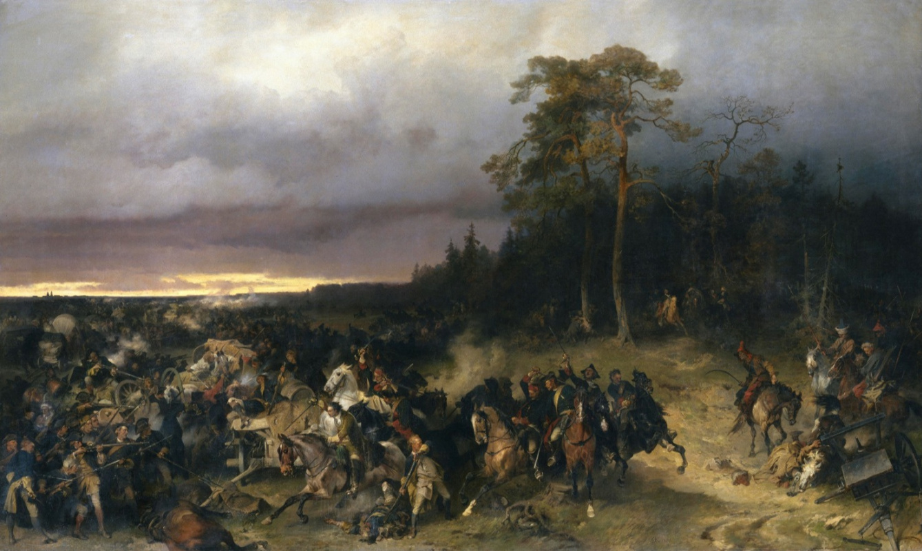 Alexander Evstafievich Kotzebue. The Battle of the Russians and the Swedes at the village of Lesnaya on October 28, 1708