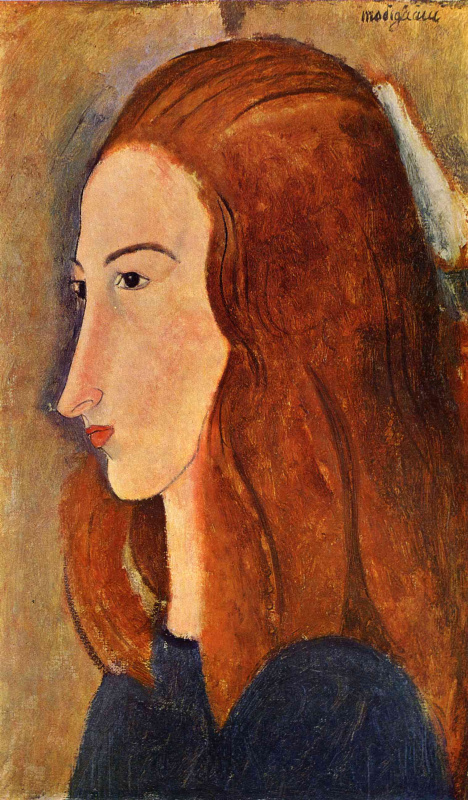 Amedeo Modigliani. Portrait of a young woman (Profile of Jeanne hébuterne)