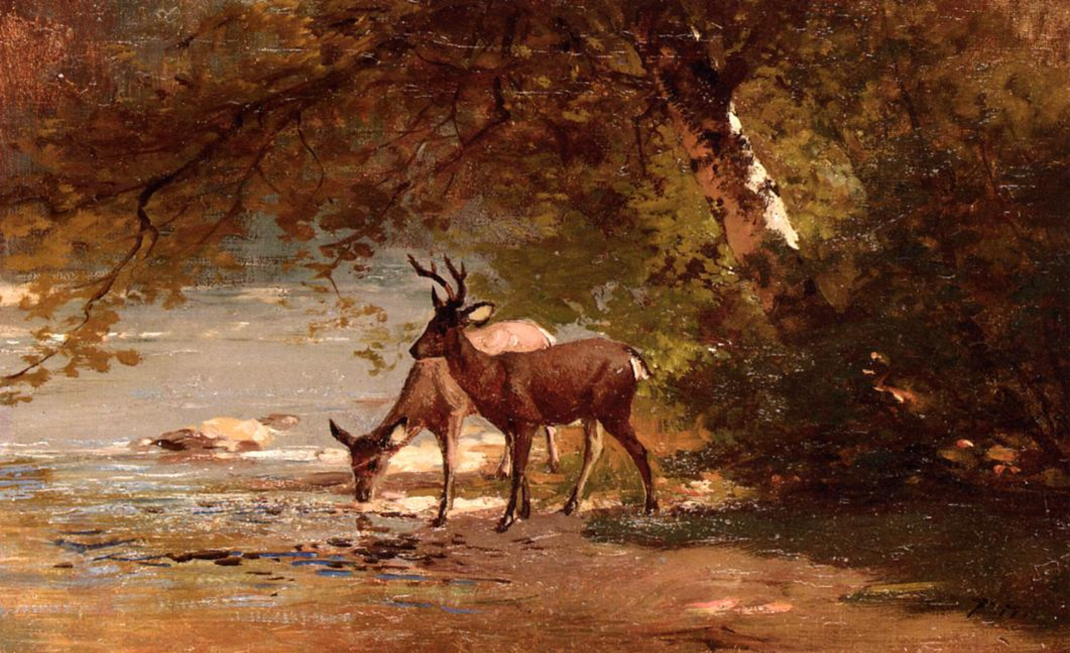 Генрих Бемер картины косули у ручья