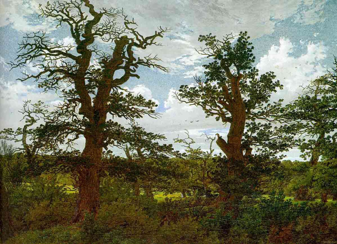 Caspar David Friedrich. Landscape with Oaks and the Hunter