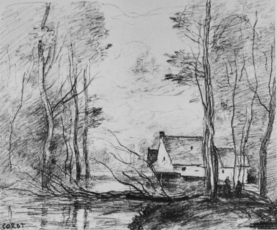 Camille Corot. Water Mill in Quincy near Douai