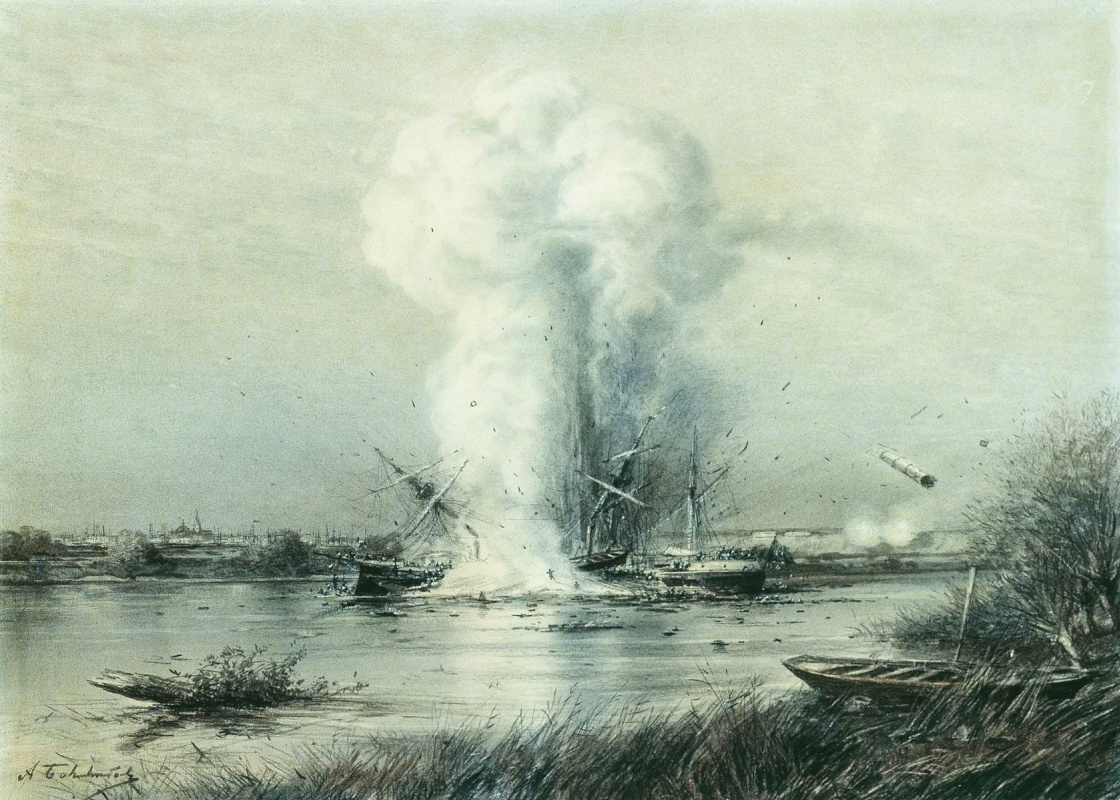 Alexey Petrovich Bogolyubov. The explosion of the Turkish ship Russian boats