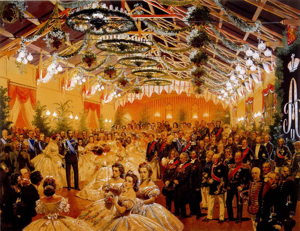 Mikhail Alexandrovich Zichy. Ball in honor of Emperor Alexander II, organized by the city of Helsingfors in September 1863 in the building of the railway station