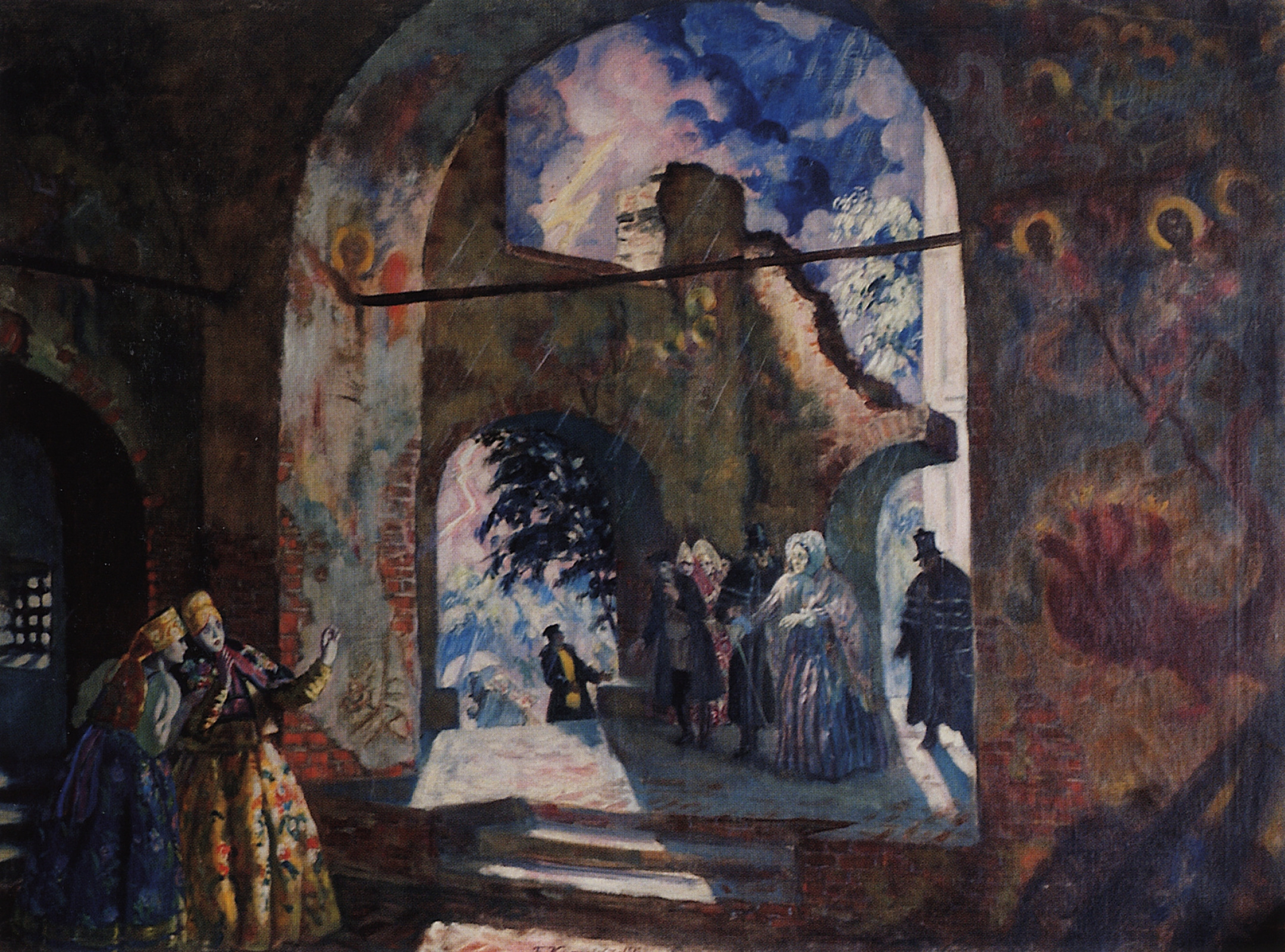 Борис Кустодиев под сводами старинной церкви 1918