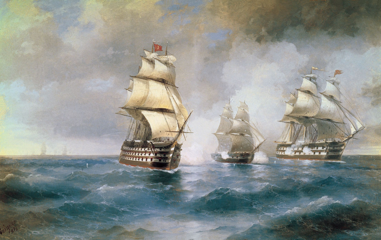 Ivan Aivazovsky. Brig "mercury" attacked by two Turkish ships