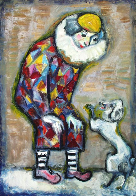 Александр Сапожников (1925-2009). A clown and a poodle