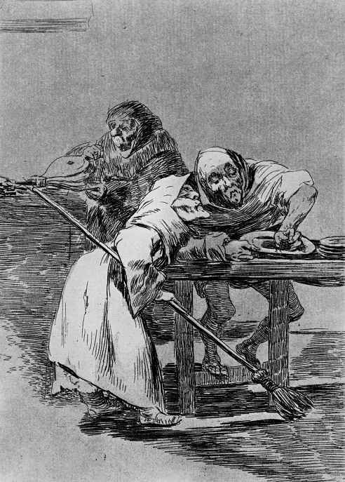 Francisco Goya. "Hurry up, they already Wake up" (Series "Caprichos", page 78)