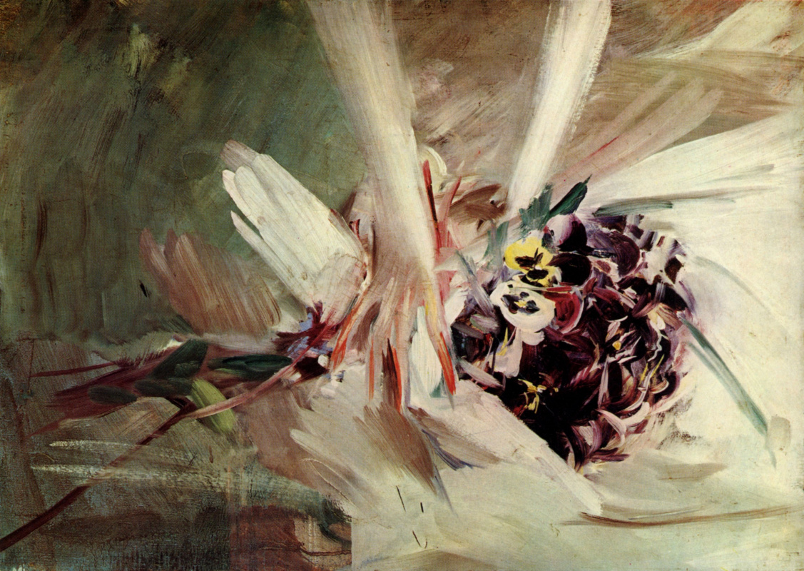 Giovanni Boldini. Pansies in female hands