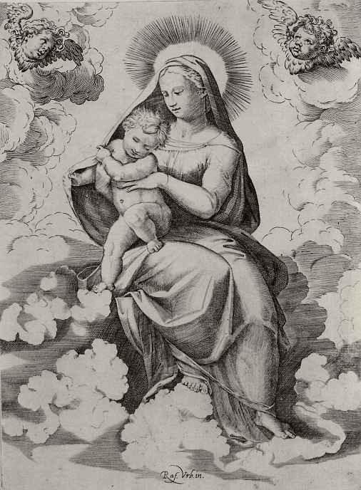 Agostino Carracci. Madonna in the clouds